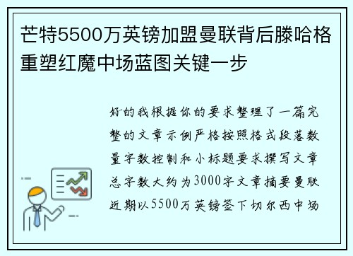 芒特5500万英镑加盟曼联背后滕哈格重塑红魔中场蓝图关键一步 芒特5500万英镑加盟曼联背后滕哈格重塑红魔中场蓝图关键一步